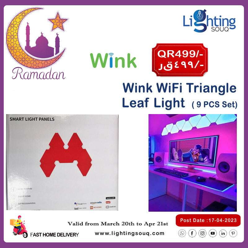 Wink WiFi Triangle Leaf Light (9 Piece Set), Smart Modular Wall Light Panels