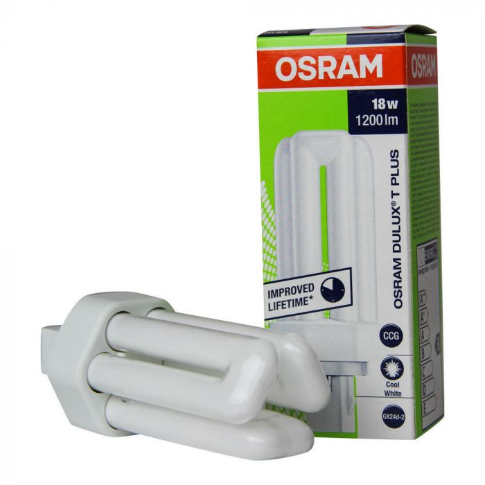 OSRAM DULUX D/E 18W 840 GX24Q-2, Compact Fluorescent, 4000K Cool White, 1200lm, 20000hrs