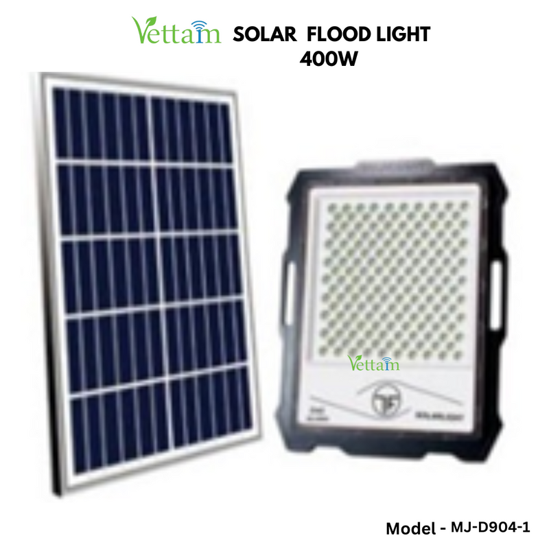 Vettam Solar Floodlight 400W (MJ-DW904-1), LiFePO4 30Ah, Mono Panel, Outdoor Security