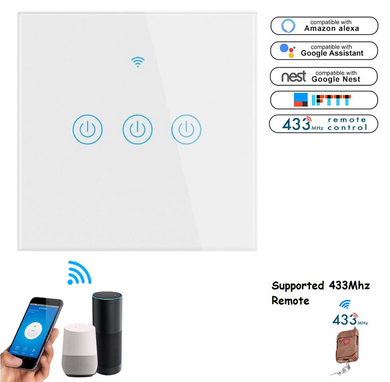 Wink 3 Gang WiFi Smart Switch 1000W, No Neutral Wire, App and Voice Control