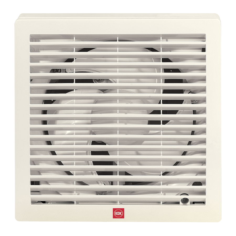 KDK 10 inch Square Wall Exhaust Fan 491 CFM Metal with Louver 25ASB-L