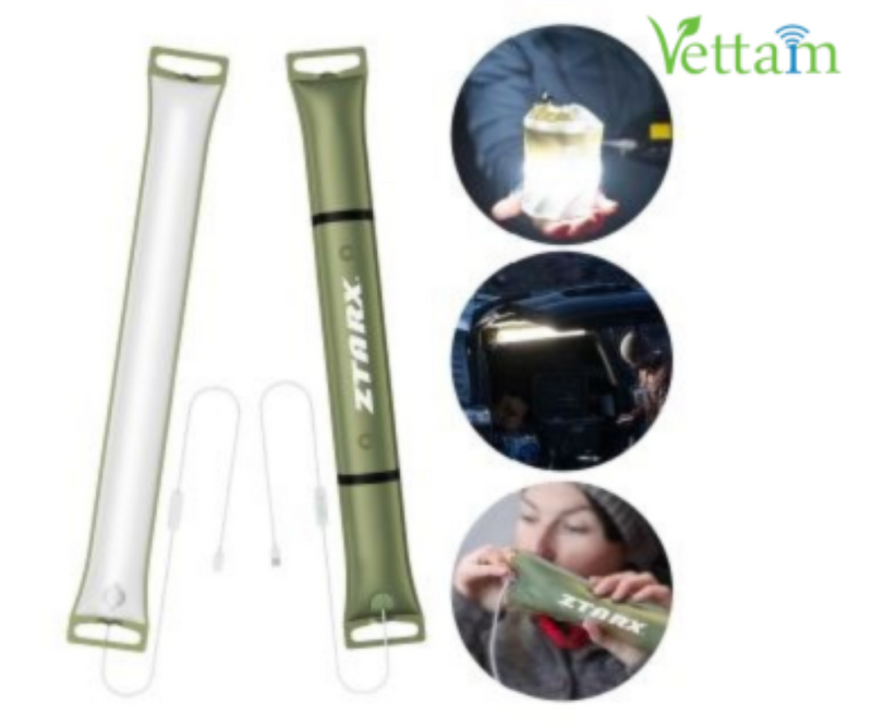 Vettam USB Inflatable Solar LED Tube Light S86, Portable Camping and Outdoor Light